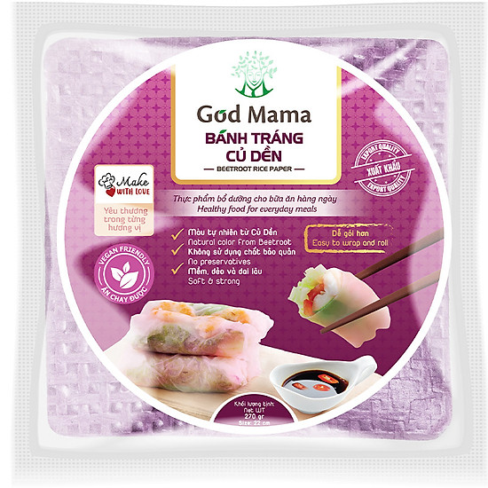 Bánh tráng củ dền god mama - hình vuông 22cm - ảnh sản phẩm 1