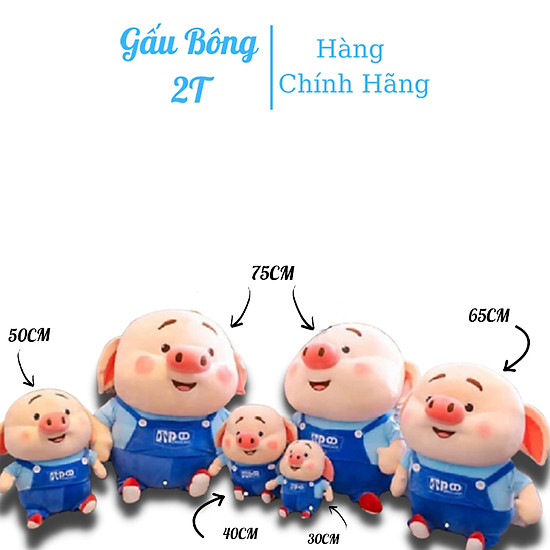 Gấu bông heo 2t vải nhung co giãn bông gòn cao cấp - ảnh sản phẩm 2