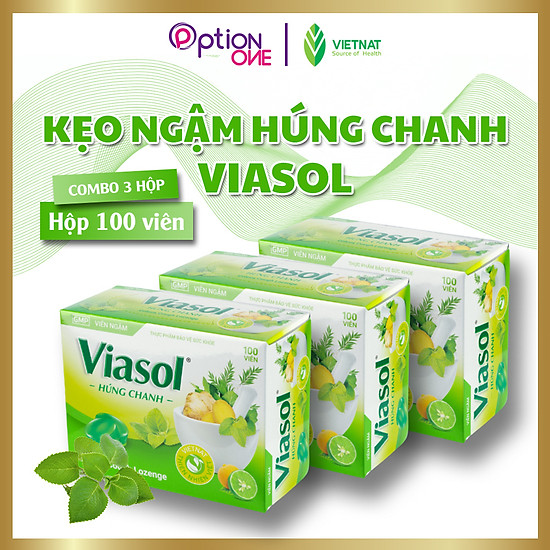 Combo 3 hộp kẹo ngậm giảm ho viasol húng chanh 100 viên - ảnh sản phẩm 1