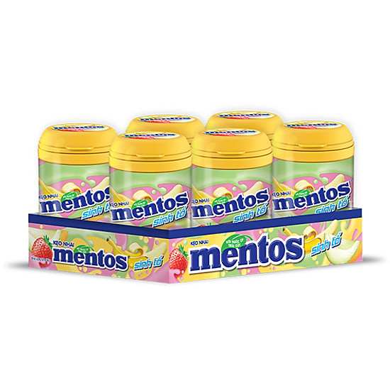 Kẹo nhai mentos sinh tố hương dâu, chuối, dưa lưới hộp 6 hũ - ảnh sản phẩm 2