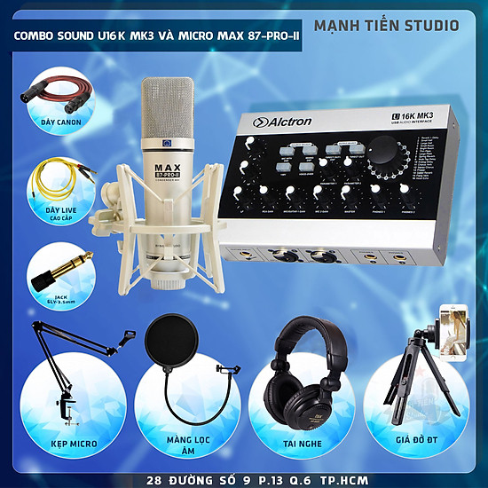 Combo thu âm, livestream micro max 87-pro-ii, sound card alctron u16k mk3 - ảnh sản phẩm 1