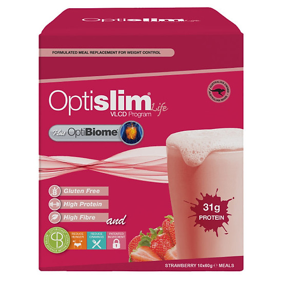 Thức uống hỗ trợ giảm cân optislim life- optibiome shake vị dâu 10x60g - ảnh sản phẩm 1