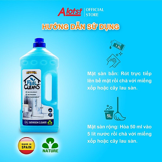 Nước lau phòng tắm feelcleans 1.5 lít made in spain - ảnh sản phẩm 4