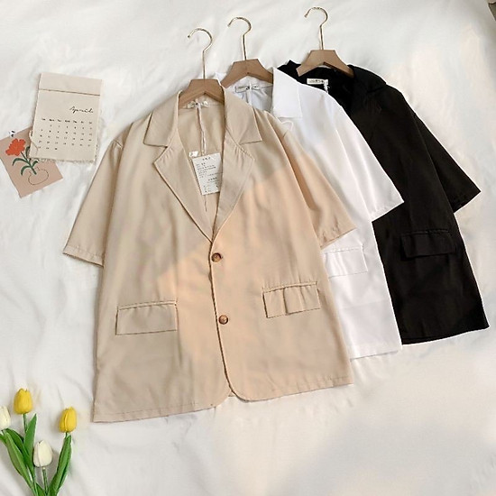 Áo blazer nữ - áo vest nữ cộc tay chất mát dáng rộng 2 khuy mềm mát nhiêu  màu | Lazada.vn
