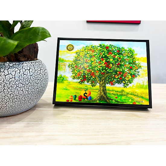 Tranh cây táo để bàn, tranh cây táo 50 hạt giống, tranh trang trí táo vàng - ảnh sản phẩm 3
