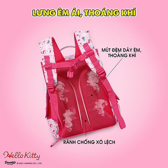 Cặp balo chống gù học sinh hello kitty siêu nhẹ dành cho bé gái c11071wm - ảnh sản phẩm 2