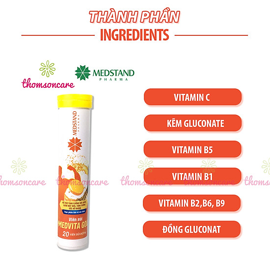 Viên sủi từ đông trùng hạ thảo và vitamin - medvita gold, giảm mệt mỏi - ảnh sản phẩm 4