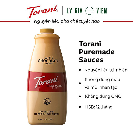 Sốt socola trắng torani puremade white chocolate flavored sauce 1,89l mỹ - ảnh sản phẩm 1