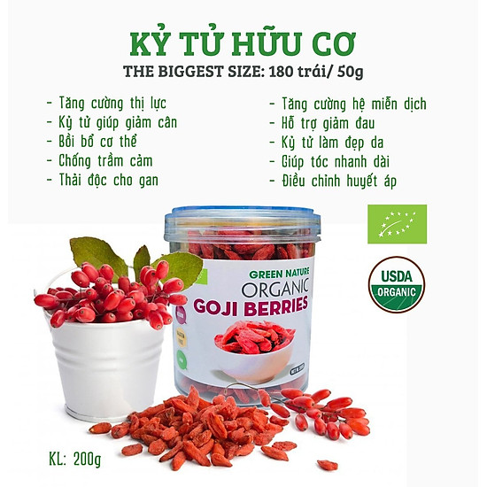 Kỉ tử hữu cơ green nature organic goji berries 200g - ảnh sản phẩm 1