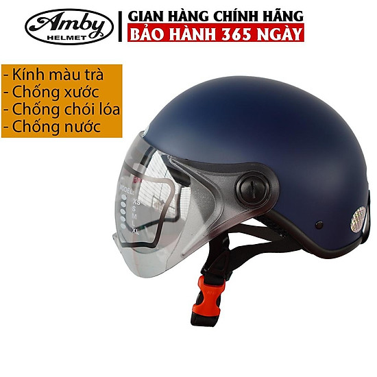 Mũ bảo hiểm nửa đầu amby st05, có kính che nửa mặt, kiểu dáng thời trang - ảnh sản phẩm 2