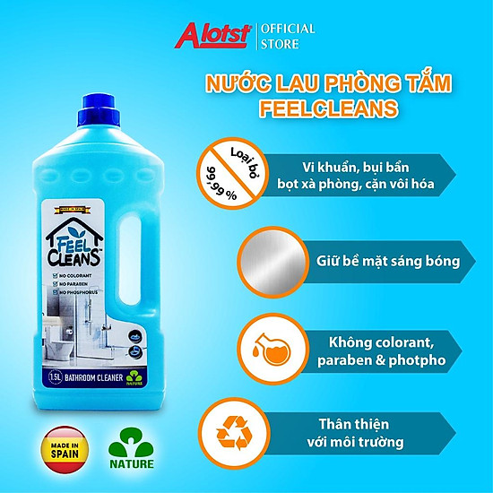 Nước lau phòng tắm feelcleans 1.5 lít made in spain - ảnh sản phẩm 3