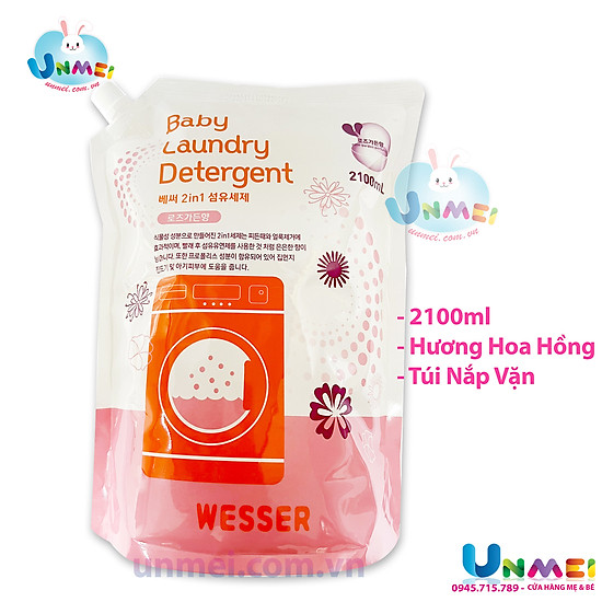 Nước giặt xả wesser hương hoa hồng- dạng túi tiết kiệm dung tích 2100ml - ảnh sản phẩm 1