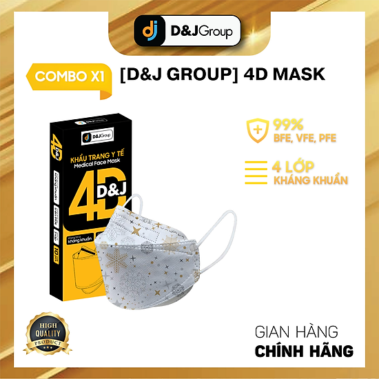 Combo 1 hộp - 4d d& j - khẩu trang y tế kháng khuẩn cao cấp 4d đạt - ảnh sản phẩm 1