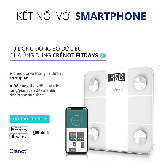 Cân điện tử sức khoẻ thông minh crénot health gofit s2 kết nối bluetooth - ảnh sản phẩm 3