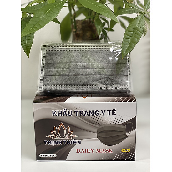 Khẩu trang y tế 4 lớp thịnh thiên màu xám - hộp 50 cái - ảnh sản phẩm 2