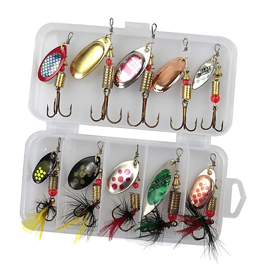 Mua 10Pcs Fishing Lures Spinnerbait Hard Metal Lures Inline Spinnerbaits  with Tackle Box Assorted Trout Lures for Salmon Walleye Bass Trout Pike -  Style B tại Pandore Fashion