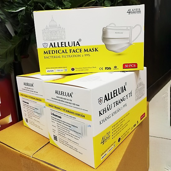 Combo 5 hộp khẩu trang y tế alleluia 4 lớp kháng khuẩn 99% hộp 50 cái - ảnh sản phẩm 3