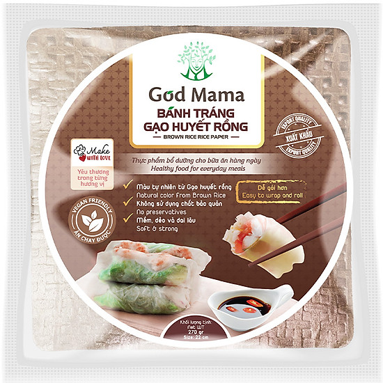 Bánh tráng gạo lứt huyết rồng god mama - hình vuông 22cm - ảnh sản phẩm 1