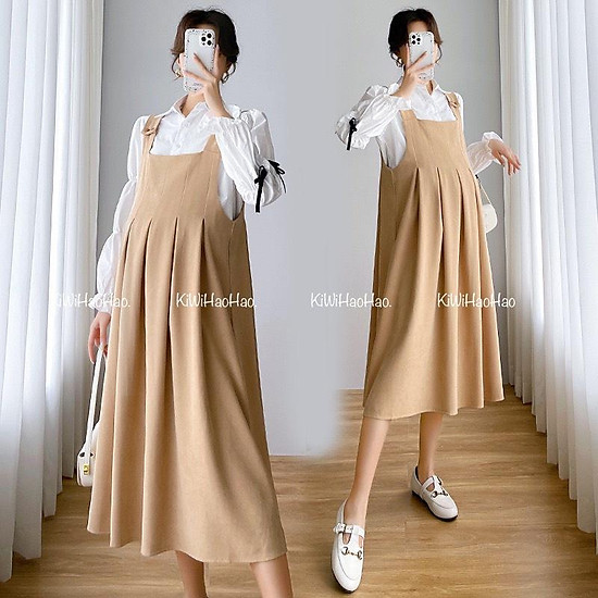 Đầm bầu thêu hình dễ thương, thiết kế Giả Yếm Cổ Ren by MEOWSG ĐBM0036 -  meowsgcom