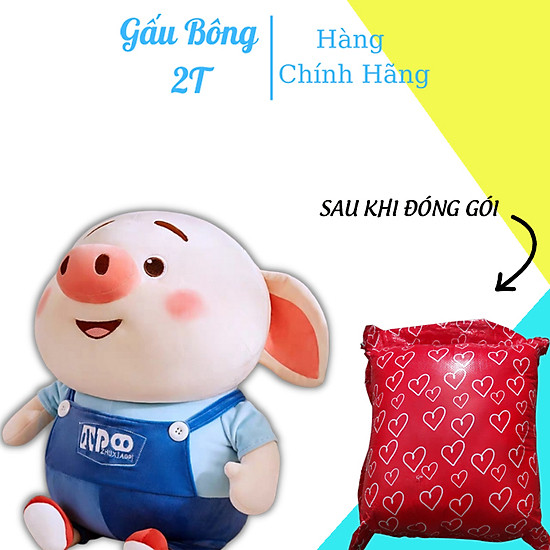 Gấu bông heo 2t vải nhung co giãn bông gòn cao cấp - ảnh sản phẩm 5