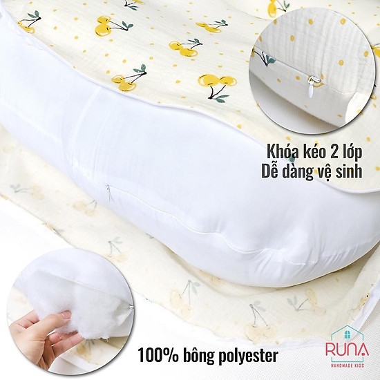 Gối chống trào ngược dạ dày cao cấp cho bé muslin runa kids đẹp họa tiết - ảnh sản phẩm 6