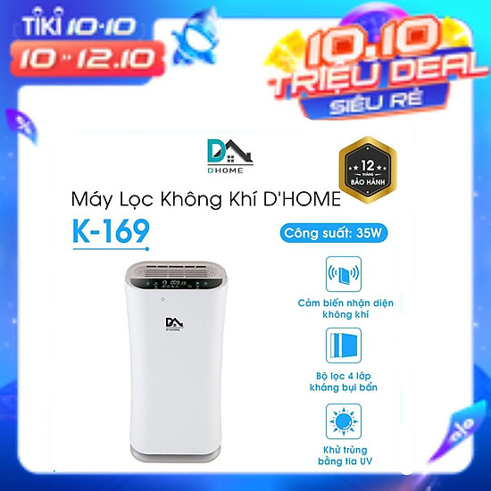 Máy lọc không khí dhome k-169 có tia uv khử khuẩn - lọc bụi mịn - ảnh sản phẩm 1