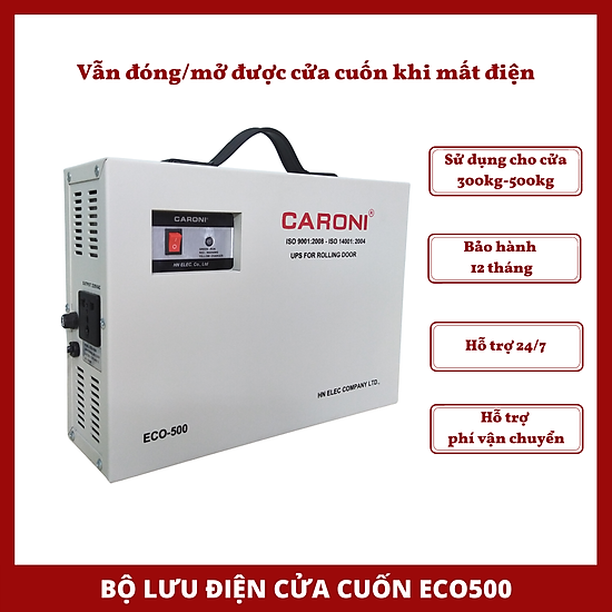 Bộ lưu điện cửa cuốn caroni eco500, dùng cho motor 300kg-500kg, mới 100% - ảnh sản phẩm 1