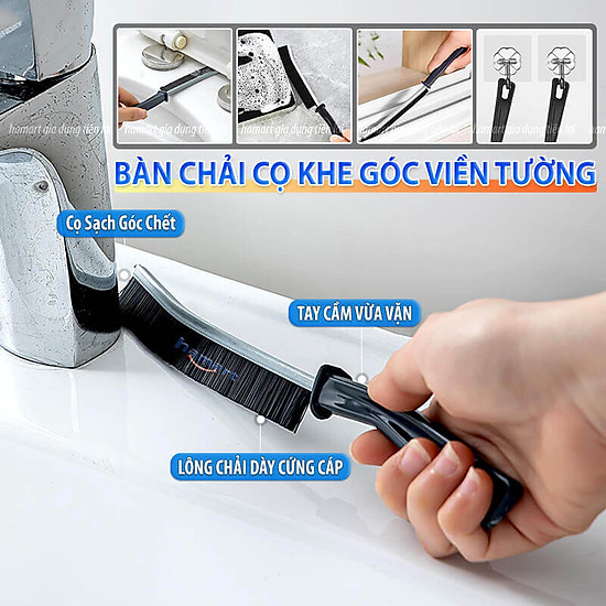BÀN CHẢI VỆ SINH KHE RÃNH CÁN DÀI 8 Mua Bàn Chải Chà Khe Rãnh Chổi Cọ Viền Bếp Mép Bồn Rửa Chén Vệ Sinh Góc Tường Vòi Inox Có Lỗ Treo - 1 Bàn Chải Cọ Khe Rãnh tại Hamart