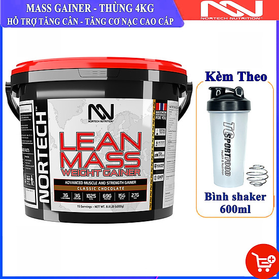 Combo sữa tăng cân tăng cơ lean mass của nortech nutrition thùng 4kg hỗ - ảnh sản phẩm 1