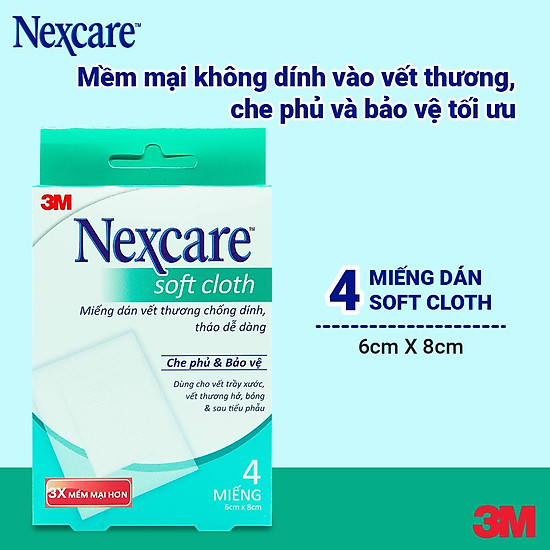 Hộp 4 miếng dán vết thương chống dính, tháo dễ dàng 6x8 cm nexcare 3m 3m - ảnh sản phẩm 3