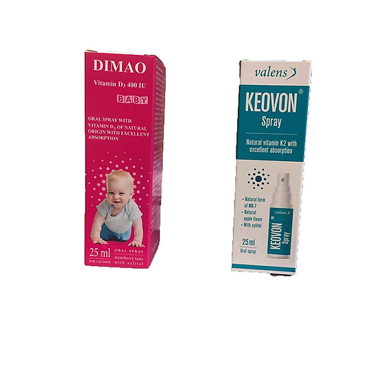 Combo Tăng Chiều Cao 1 Dimao Vitamin D3 400iu Dạng Xịt 1 Keovon Vitamin K2 Mk7 Dạng Xịt