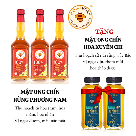 Combo 3 chai mật ong chín honimore rừng phương nam 630g - ảnh sản phẩm 1