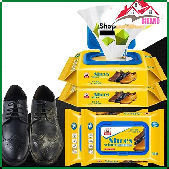 Khăn giấy lau giày shoes hộp 30 tờ bitano siêu sạch - ảnh sản phẩm 1
