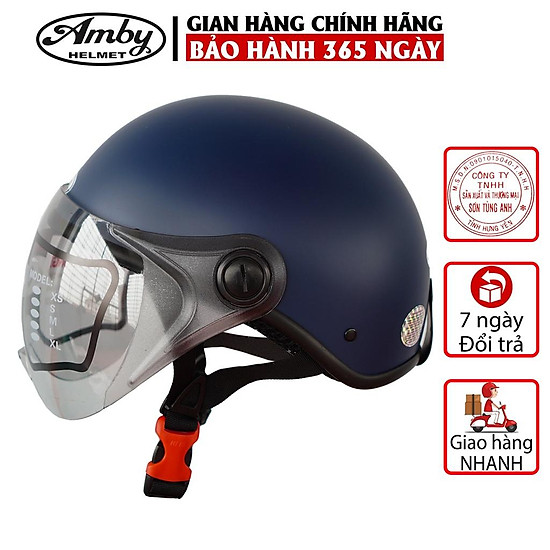 Mũ bảo hiểm nửa đầu amby st05, có kính che nửa mặt, kiểu dáng thời trang - ảnh sản phẩm 1