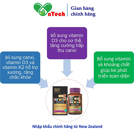 Viên uống bổ sung calci vitamin d3 và vitamin k2 cho trẻ go kids teeth & - ảnh sản phẩm 4