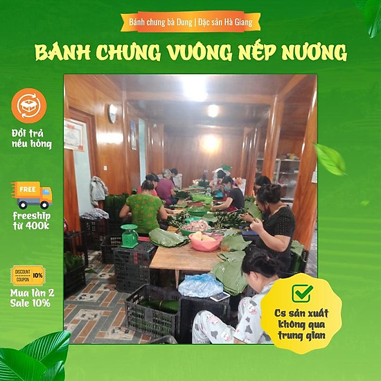 Bánh chưng vuông xanh nếp nương bà dung - đặc sản hà giang 1kg - ảnh sản phẩm 3