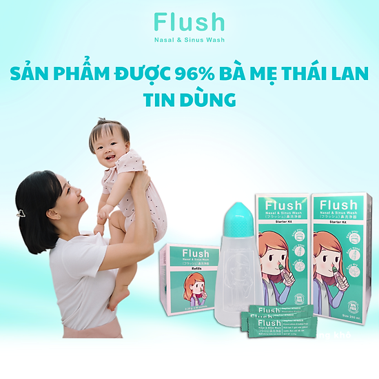 Bình rửa mũi cho trẻ flush chính hãng gồm 1 bình và 14 gói muối tinh khiết - ảnh sản phẩm 4