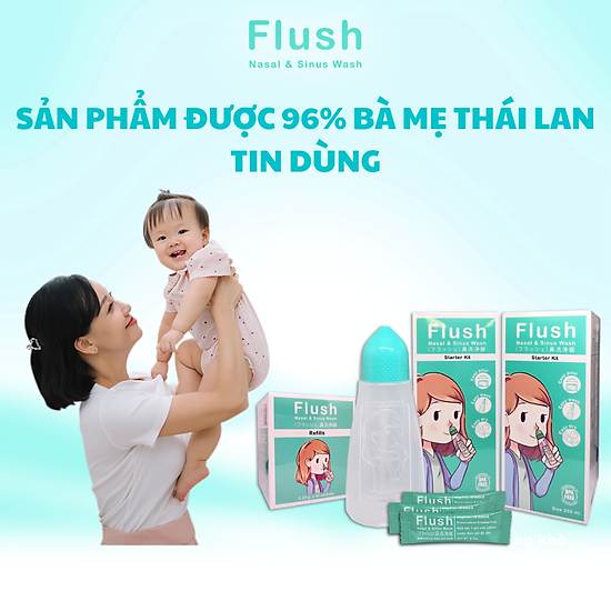 Combo bình rửa mũi cho trẻ flush chính hãng gồm 1 bình và 60 gói muối tinh - ảnh sản phẩm 3