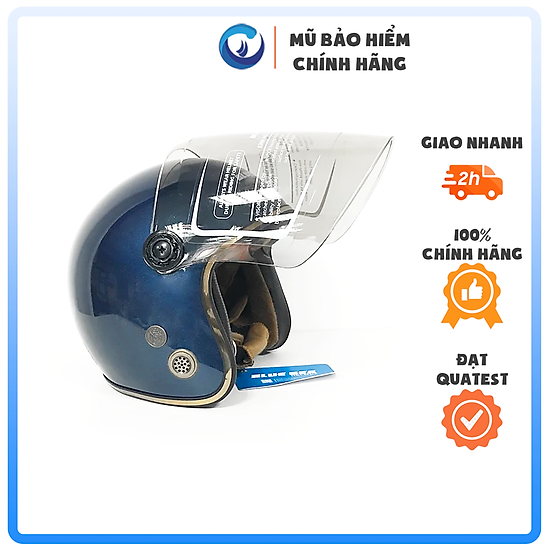 Mũ bảo hiểm 3 4 blue sea - có kính chắn gió cao cấp - ảnh sản phẩm 4