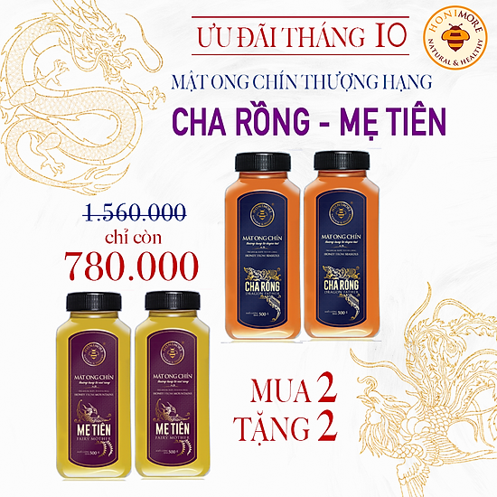 Combo 2 chai mật ong chín thượng hạng honimore cha rồng 500g - ảnh sản phẩm 1