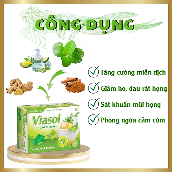 Combo 3 hộp kẹo ngậm giảm ho viasol húng chanh 100 viên - ảnh sản phẩm 2