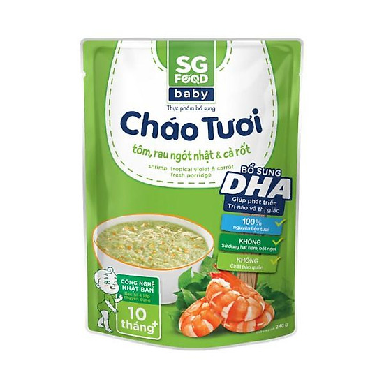 Cháo tươi baby sài gòn food tôm, rau ngót nhật & cà rốt 240g - ảnh sản phẩm 2