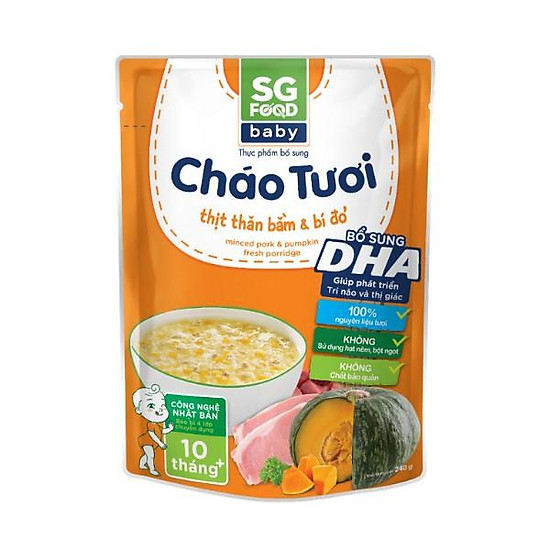 Thùng 30 gói cháo tươi baby sài gòn food thịt thăn bằm bí đỏ 240g - ảnh sản phẩm 3