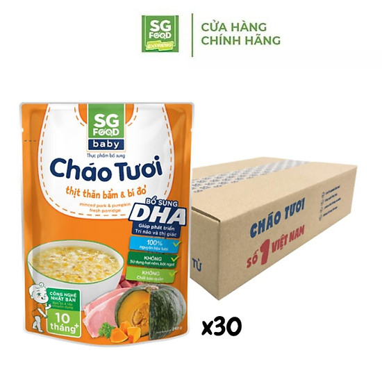 Thùng 30 gói cháo tươi baby sài gòn food thịt thăn bằm bí đỏ 240g - ảnh sản phẩm 1