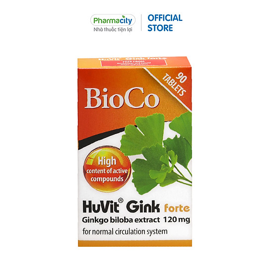 Viên uống bổ não chiết xuất cao bạch quả bioco huvit gink forte hộp 90 viên - ảnh sản phẩm 1