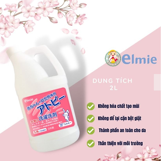 Nước giặt quần áo elmie không chất phụ gia dành cho trẻ sơ sinh và trẻ nhỏ - ảnh sản phẩm 2