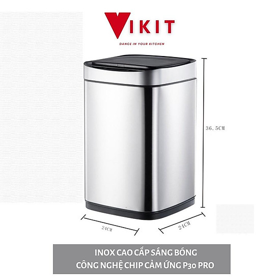 Thùng rác tự động cảm ứng- thùng rác thông minh inox cao cấp sáng bóng - ảnh sản phẩm 1
