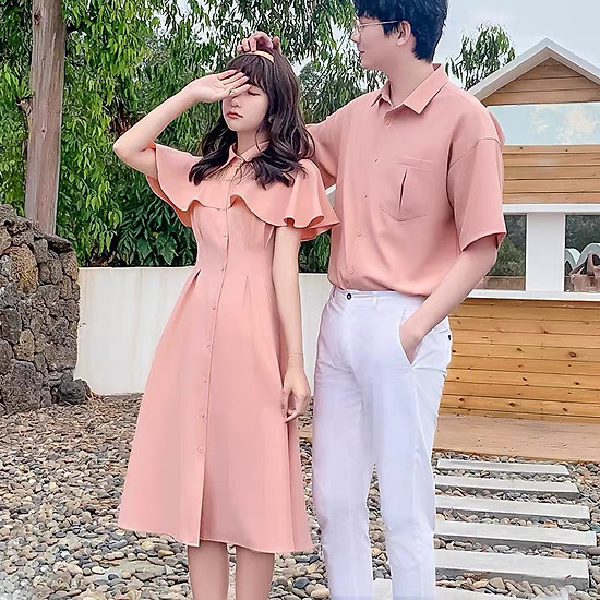 Váy áo sơ mi phong cách Hàn Quốc D017 - Cam Fashion & Design