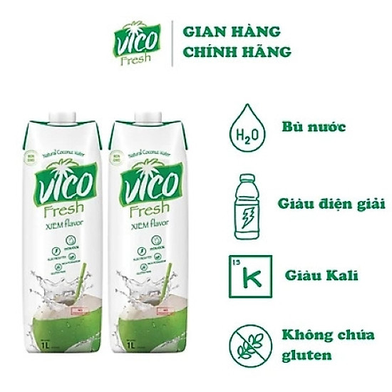 Combo 2 hộp nước dừa tươi acp vicofresh 1lit - vị xiêm - ảnh sản phẩm 1