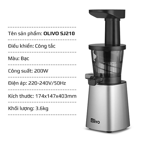 Máy ép chậm olivo sj210 chính hãng làm kem không lo kẹt máy - ảnh sản phẩm 2